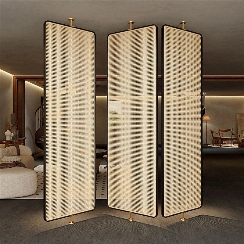 Retro wabi-sabi wind rotatable rattan screen, lollipop partition office shop hotel homestay entrance wall