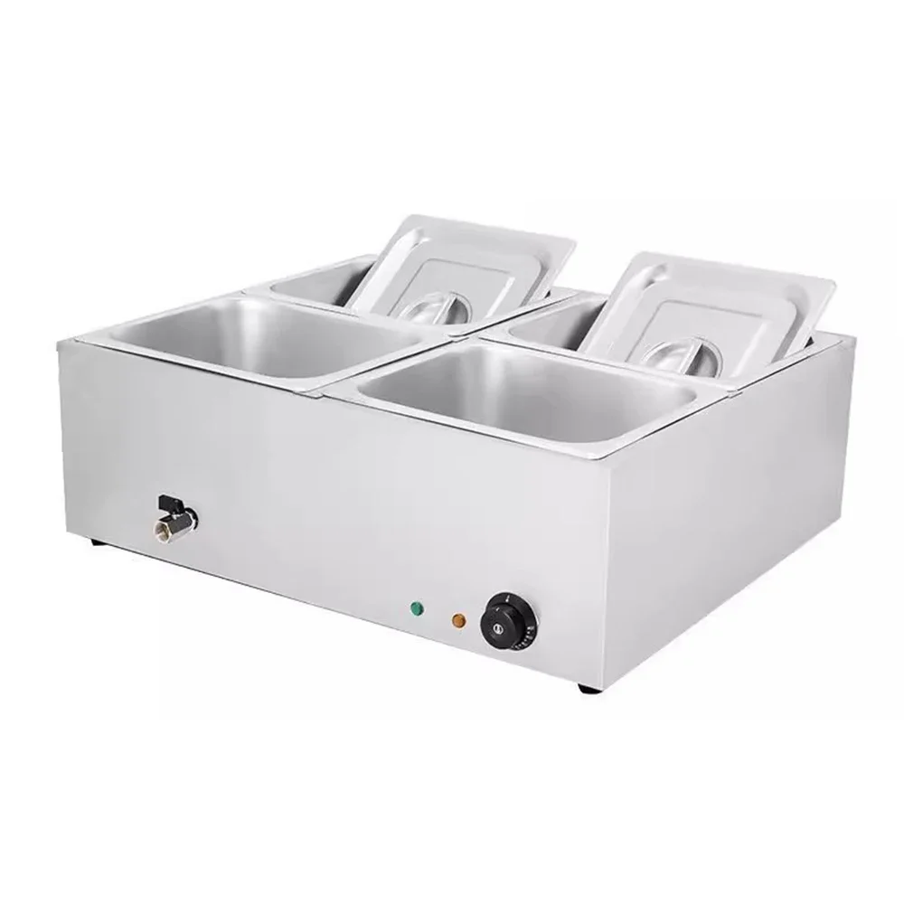 Four-Compartment Warm Lunch Box for Catering Services, Stainless Steel Electric Heated Soup Pot for Commercial Use