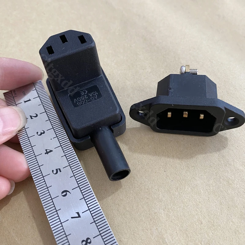 IEC C13 C14 AC-Steckdosenverbinder 10A 250V AC-015A AC-04E Panelmontage 3-poliger Stecker und Buchse für Netzteilgehäuse – Detail 7