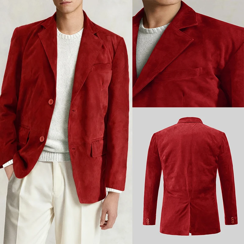 

Autumn Men's Suit Coat Solid Single Breasted Man Jacket Retro Slim Fit Business Casual Male Blazer