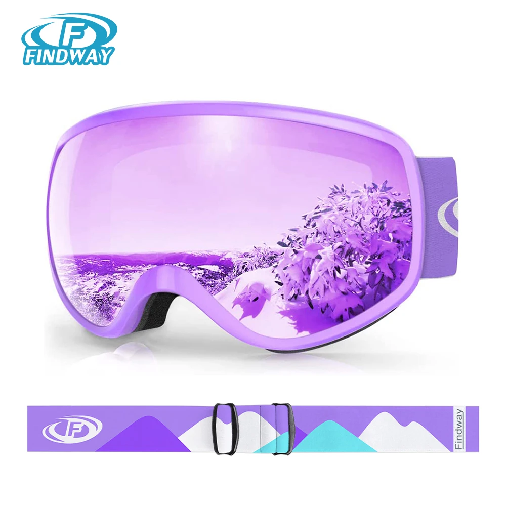 Findway-Lunettes de ski anti-buée pour enfants, protection UV 100%, garçons et filles de 3 à 10 ans, ski, snowboard, compatibles avec casque