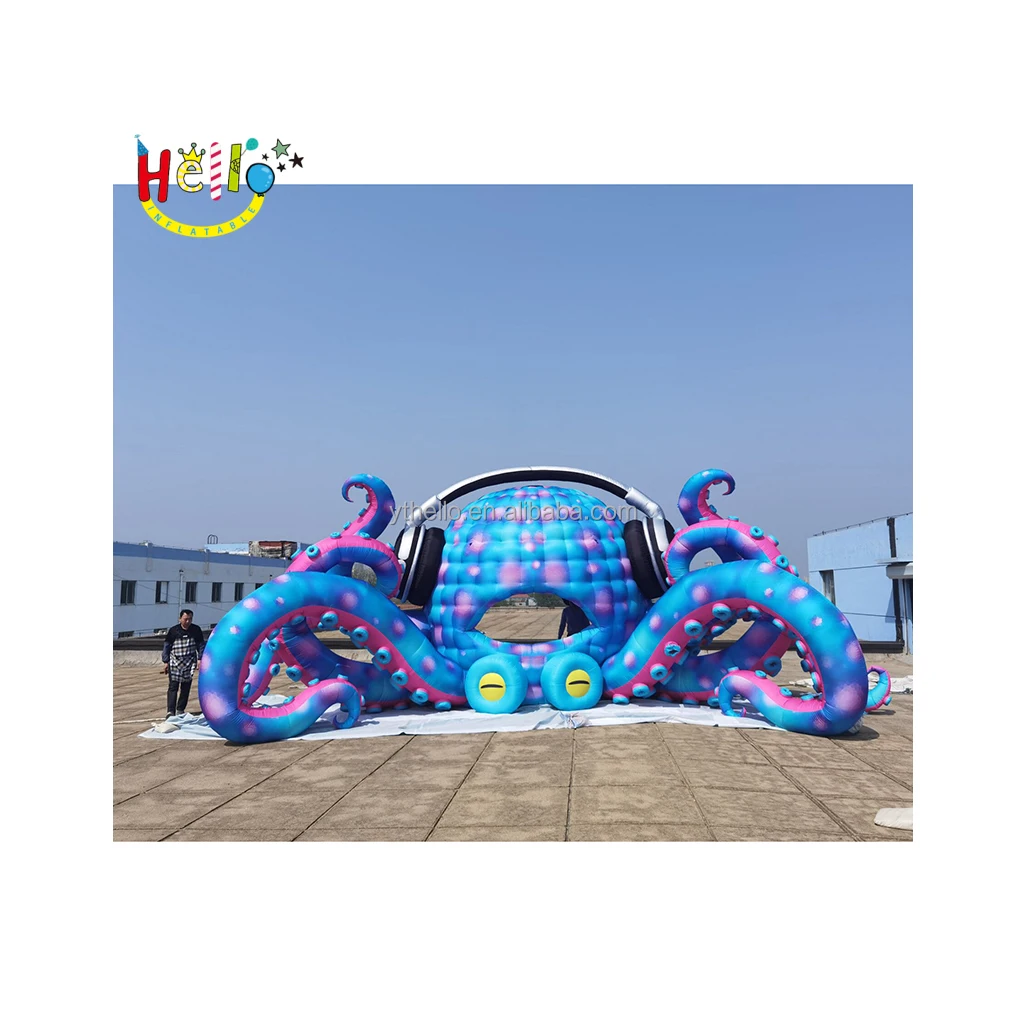 OEM giant inflatable DJ stage inflatable octopus with LED light