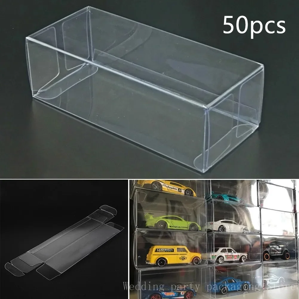 50pcs PVC Clear MATCHBOX TOMY Toy Car Model 1/64 TOMICA Hot Wheels Dust Proof Display Protection Box 50pcs