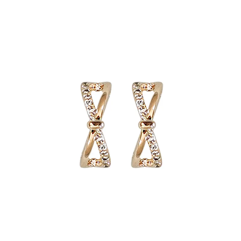 ITSMOS S925 Sterling Silver 14k Gold-plated Bow Earrings Female Minority Versatile Jewelry Diamond Earrings for Women