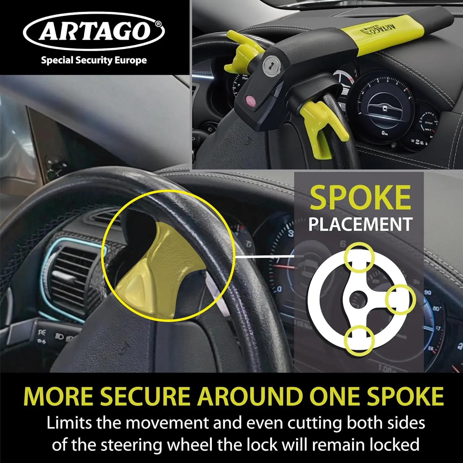 High-End 2-in-1 Steering Wheel Lock with 120dB Alarm, LED Light, and Universal Fit for Enhanced Car Security