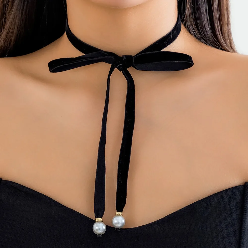 Creative Fashion Bow Choker Simplicity Jewelry Long Lace Up Collar Temperament Women Choker