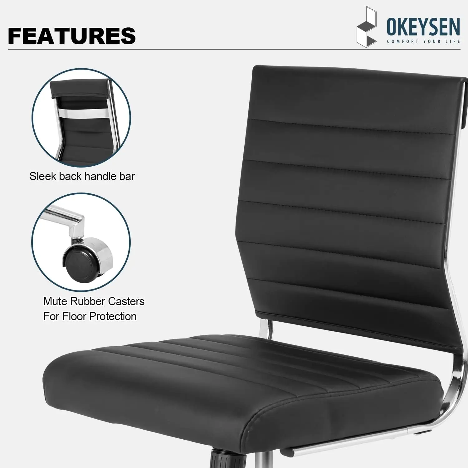 onference Room Chairs Without Armrests, Modern Office Chair Ribbed.