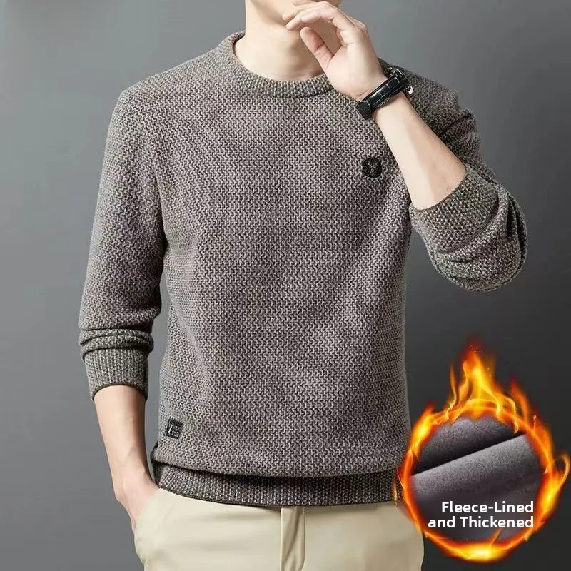 

Pierre Cardin Мужской вязаный свитер Fce на подкладке, осень-зима, теплый, удобный, повседневный, длинный све, круглый, Ne Base...