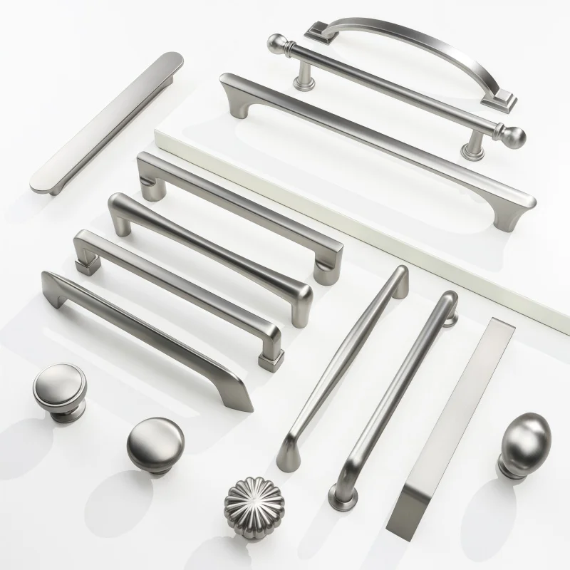 Nickel Brushed Kitchen Accessories Modern Drawer Knobs Wardrobe Closet Door Pulls Kitchen Cabinet Handles And Furniture Handles