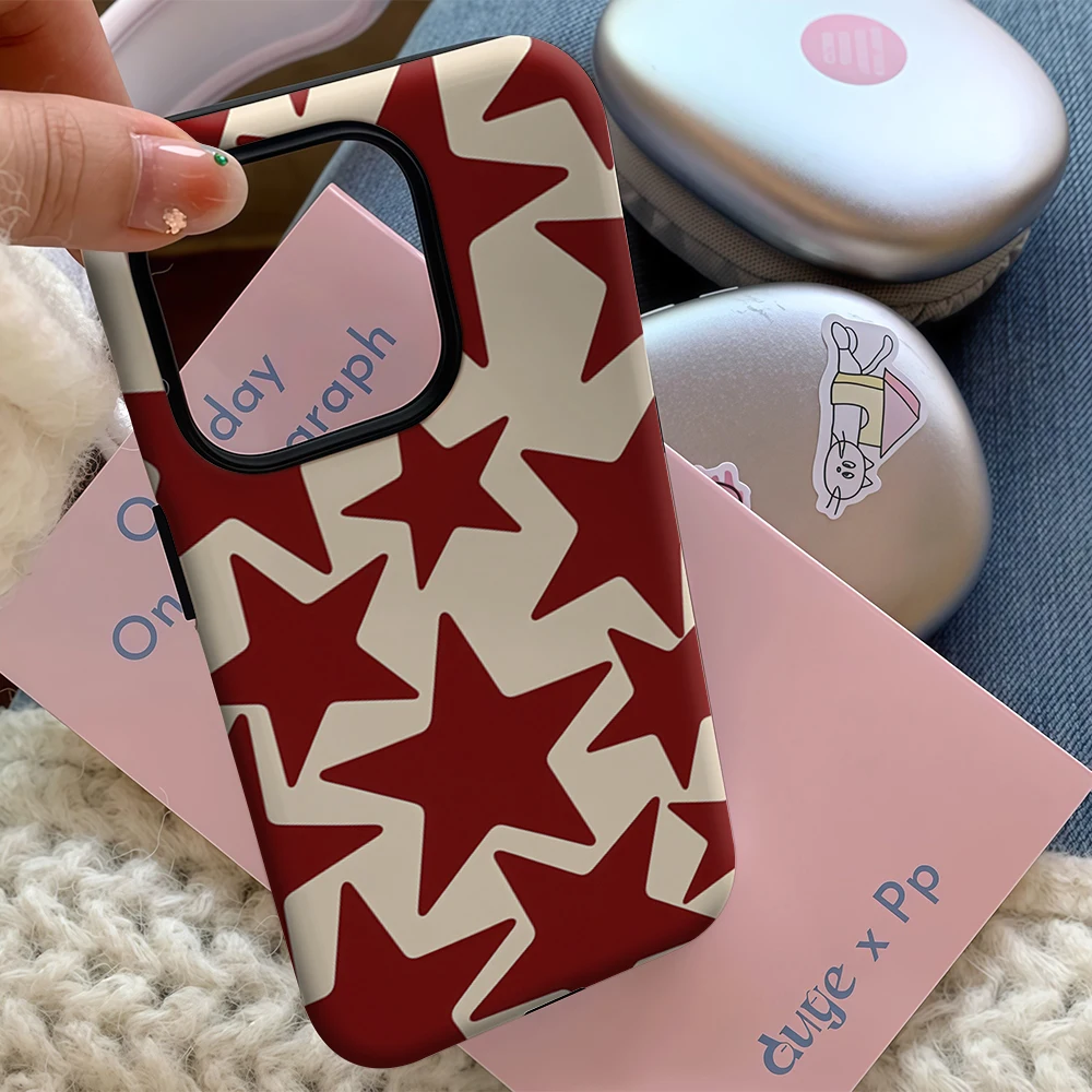 حافظة لهاتف آيفون 17 باللون العنابي ستار سكاتر آيفون 17 16 15 14 13 12 برو ماكس بلس غطاء خلفي مزدوج الطبقة