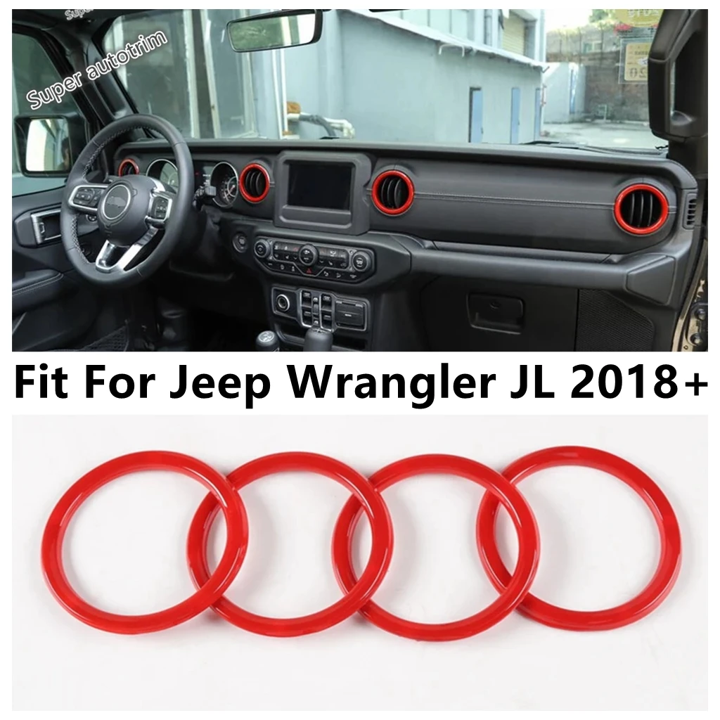 

ABS Dashboard Air Conditioning AC Outlet Vent Ring Decoration Cover Trim Accessories Interior For Jeep Wrangler JL 2018 - 2022