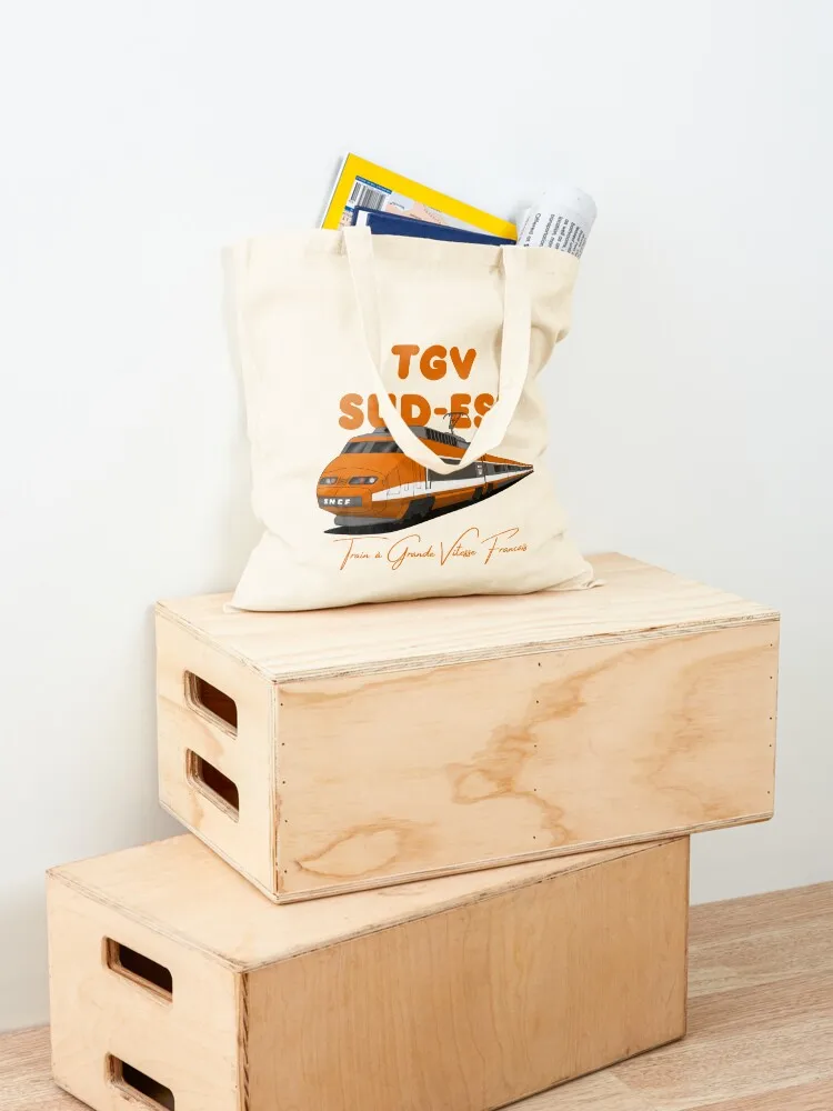 TGV Sud-Est قاطرة عمل فني حمل حقيبة حقائب النساء قماش حقيبة كتف حقائب نسائية حقيبة كيس لطيف