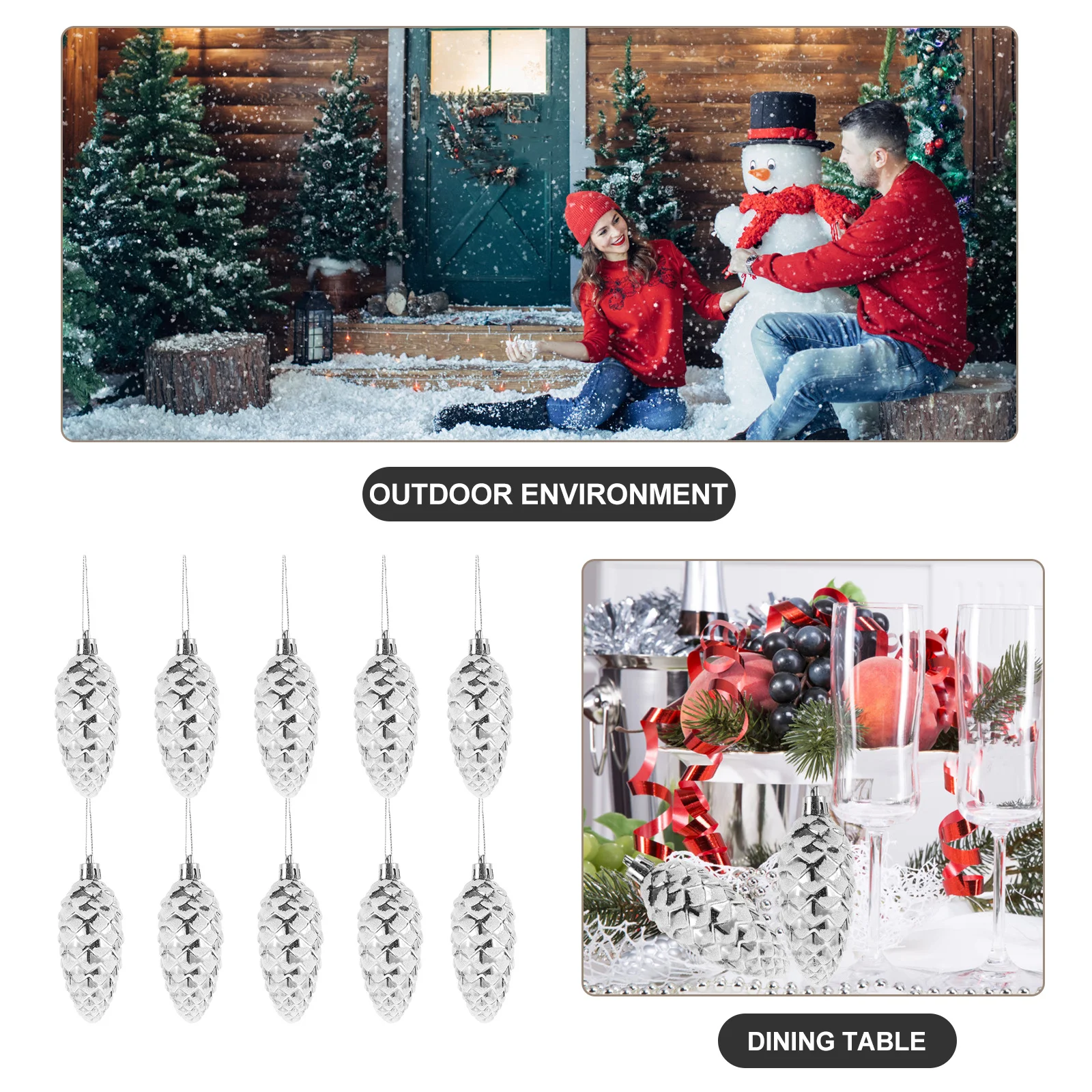 

10Pcs Pine Cones Xmas Tree Ornaments Hanging Decorations Christmas Party Charms Indoor Outdoor Decor Pine Cones for Crafts
