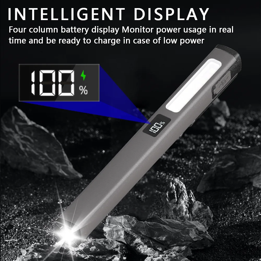 Portable COB Pen Light USB Rechargeable Medical Inspection Work Light 6 Modes Outdoor Camping Waterproof Magnetic Emergency Lamp