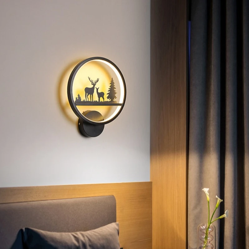 Nordic Creative LED Elk Wall Lamp Home Decorative Lighting Fixture Suitable for Bedroom Bedside Living Room Corridor & Aisle