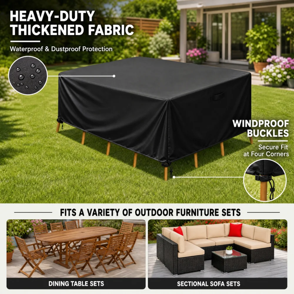Outdoor Garden Furniture Cover for Sofa Table Chair Patio Bench Waterproof Wind-Proof Anti-UV Against Rain Snow