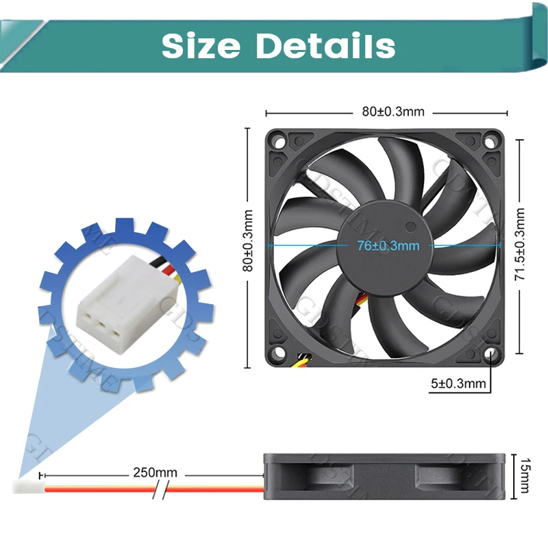 Gdstime 80 мм вентилятор DC 12V Cooler 80MM*15MM бесщеточный вытяжной вентилятор охлаждения 8025 3PIN FG функция радиатора вентилятор для ПК CPU&GPU охлаждение