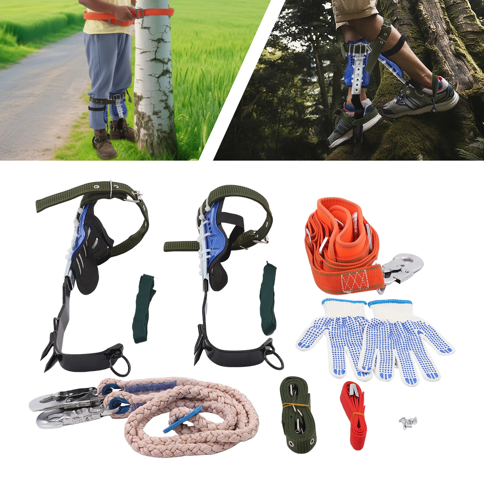 

Bymaocar Climbing Spike, Adjustable Tree Climbing Gear with Extra Multi-functional Straps Loading Capacity 150kg