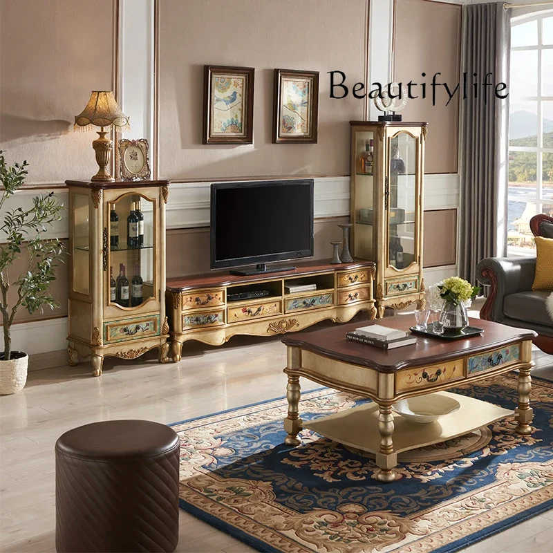 Mueble para TV Vintage con Almacenamiento, Diseño Universal, Dorado, Madera Nórdica, Mueble para TV Minimalista para Sala de Estar, Mueble Televisor para el Hogar