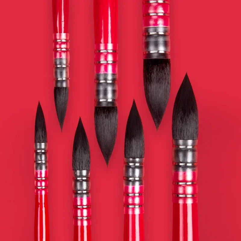 Squirrel Hair Watercolor Brush, Artist Painting Brush Red Pointed Painting Brush Children's Painting Supplies Watercolor Brush