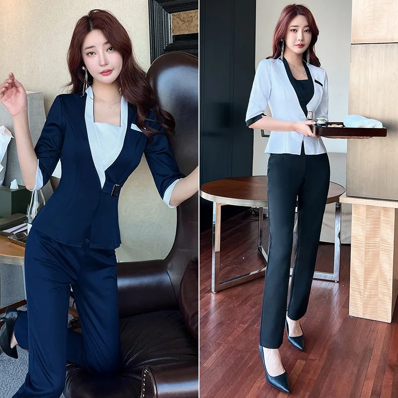 Beauty Salon Spa Hotel Receptionist Uniform For Woman Waiter Clothes Esthetic DeskMassage Nail Beautician Cafe Work Outfit Top