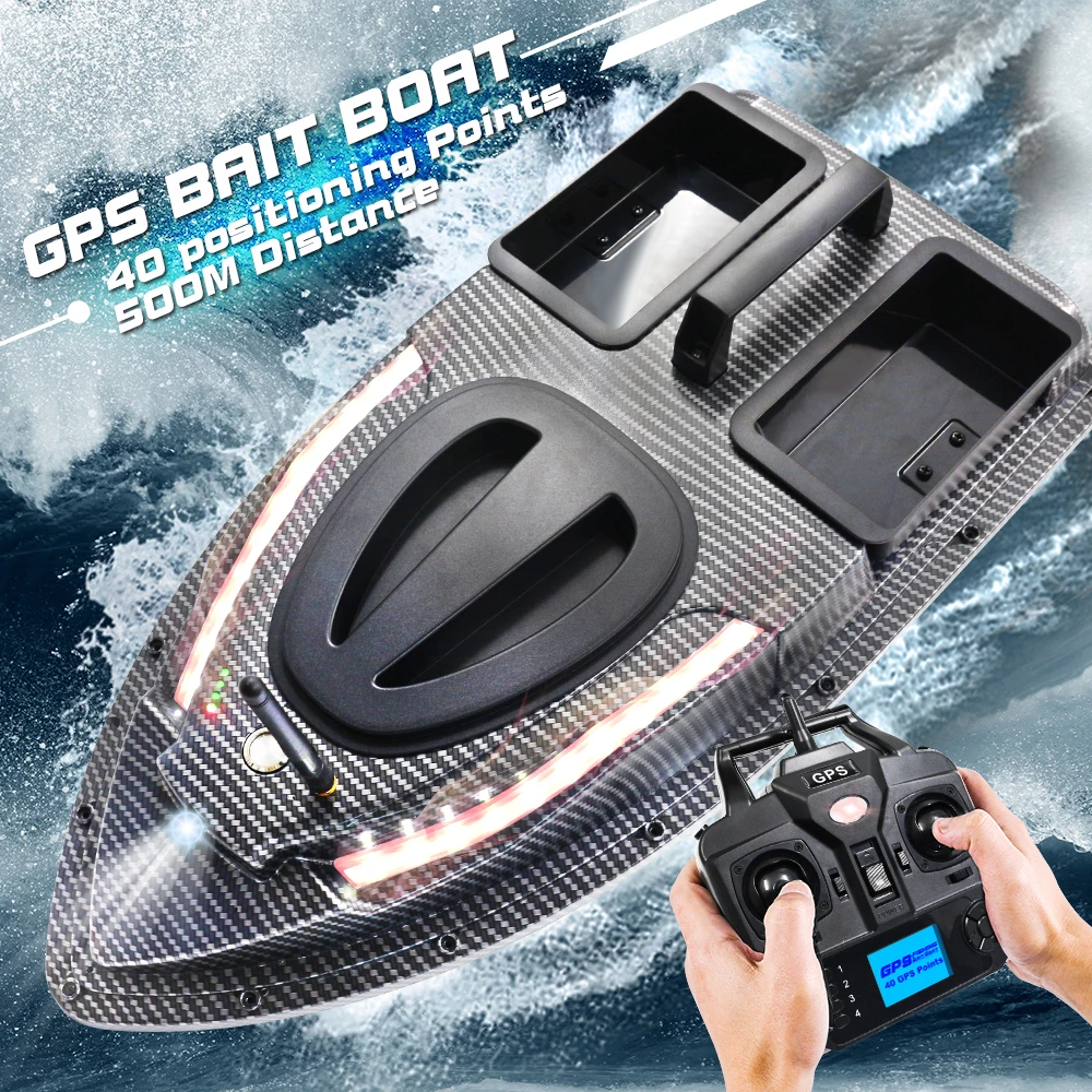 GPS Fishing Bait Boat 500m Remote Control Bait Boat Dual Motor Fish Finder 1.5KG Loading  Automatic Cruise Correction