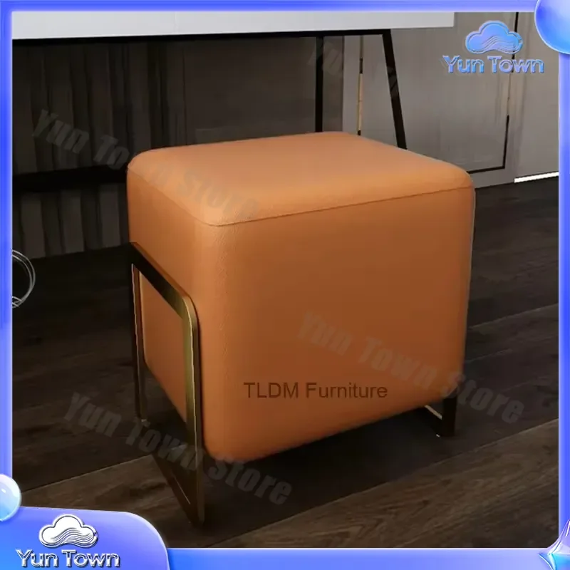 for Nordic Leather Living Room Stool for Modern Minimalist Light Luxury Shoe Stool Makeup Stool Ottoman Sofa Footrest Decor