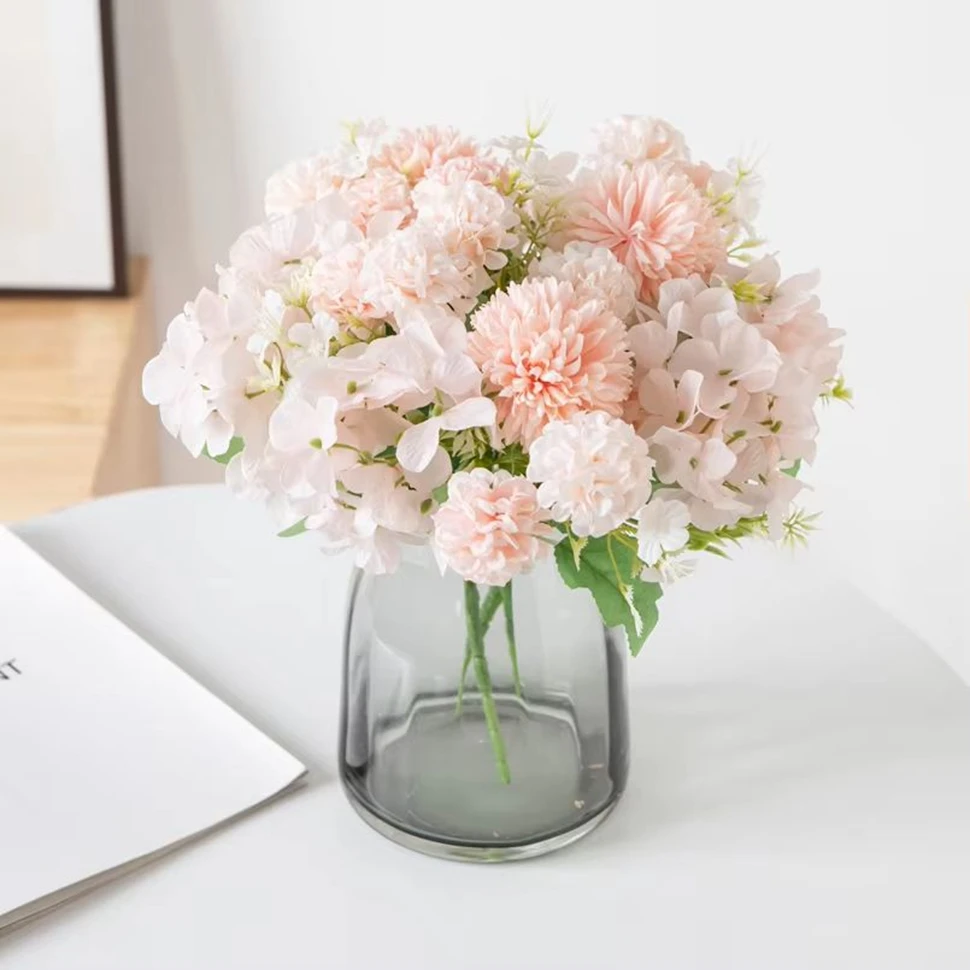 

30CM Artificial Flowers Silk Hydrangea BouquetValentine Decorations for Home Garden Wedding Bride Vase Dining Table Fake Plants