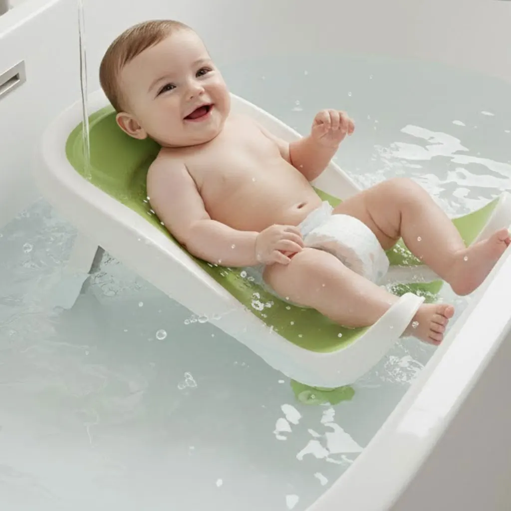 

Soft TPE/Silicone Non-Slip Infant Tub Insert Lounger | Ergonomic Design for Hands-Free & Safe Bathing