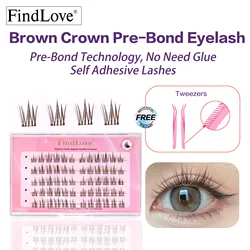 [No need glue]Brown Crown Pre-Bond Technology  No Glue Needed  DIY Eyelash Self Adhesive Realistic Eyelash Press On Lashes