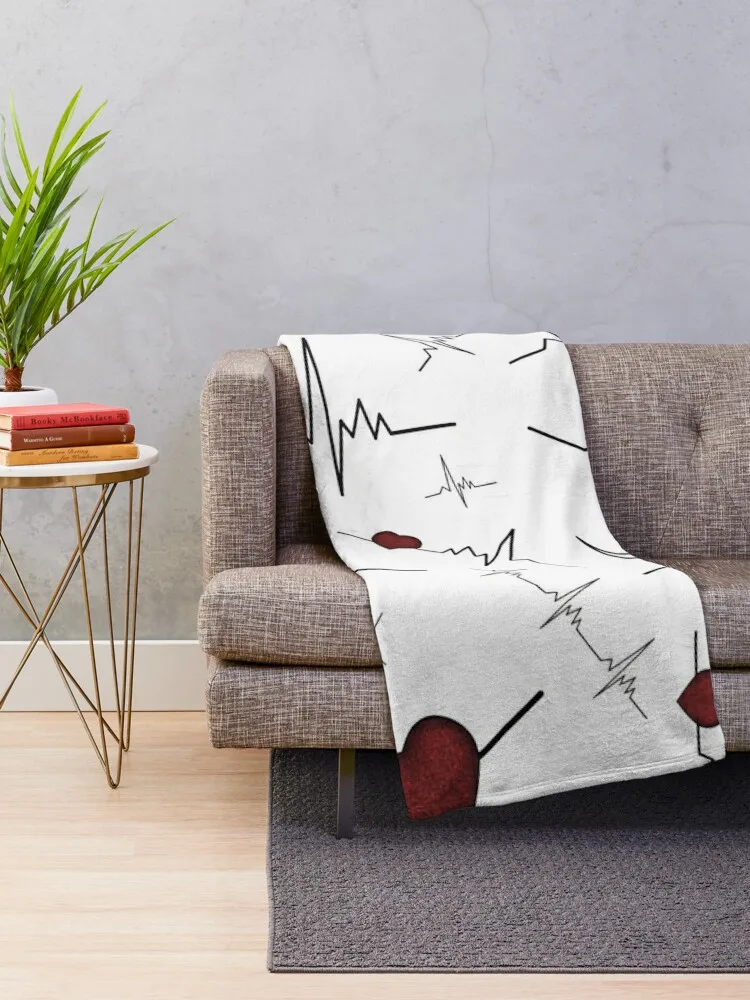 Cardiogram pattern Throw Blanket Thins Flannel Blankets