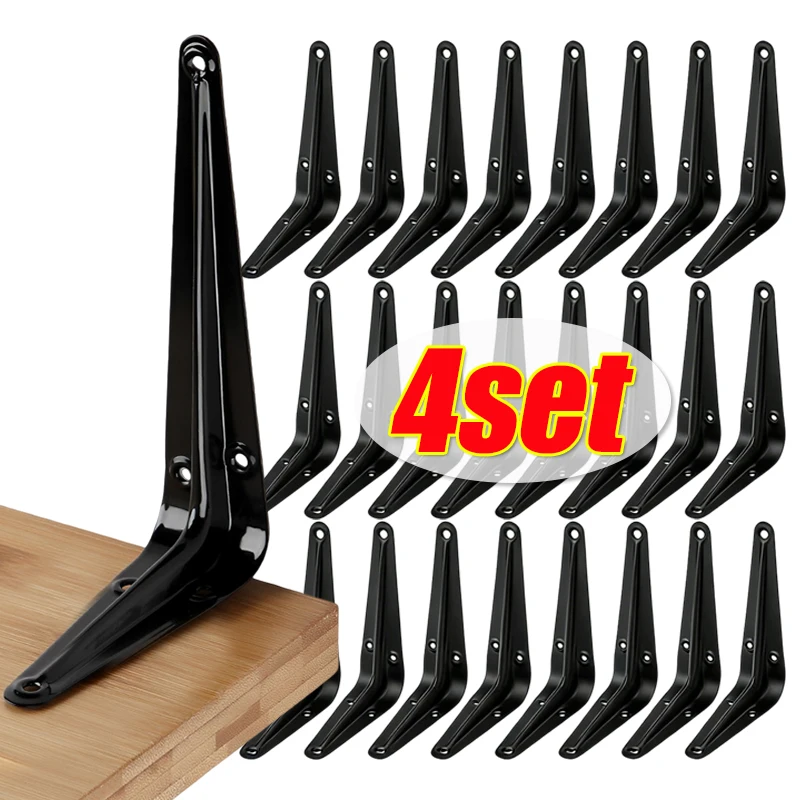 L-Shaped Triangular Shelf Bracket Heavy Duty Wall Mounted Joint Angle Brackets For Floating Shelves Furniture Hardware Tools