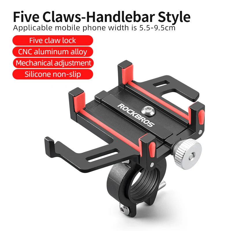 ROCKBROS Telefon Halter Motorrad Elektrische Fahrrad Handy Aluminium Legierung Halterung Fünf Krallen Mechanische Telefon Unterstützung Halterung