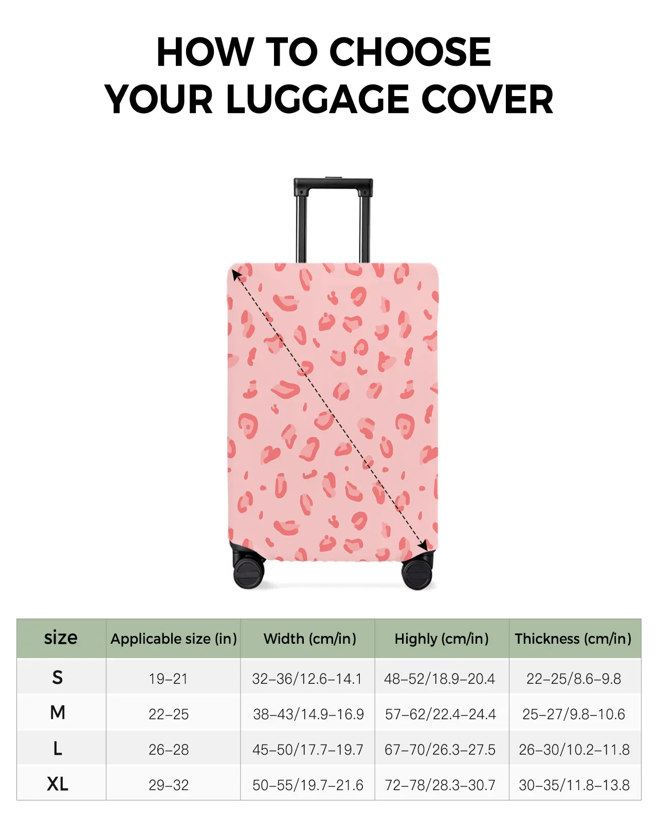 Pink Leopard Travel Luggage Protective Cover for 18-32 Inch Travel Accessories Suitcase Elastic Dust Duffle Case Protect Sleeve