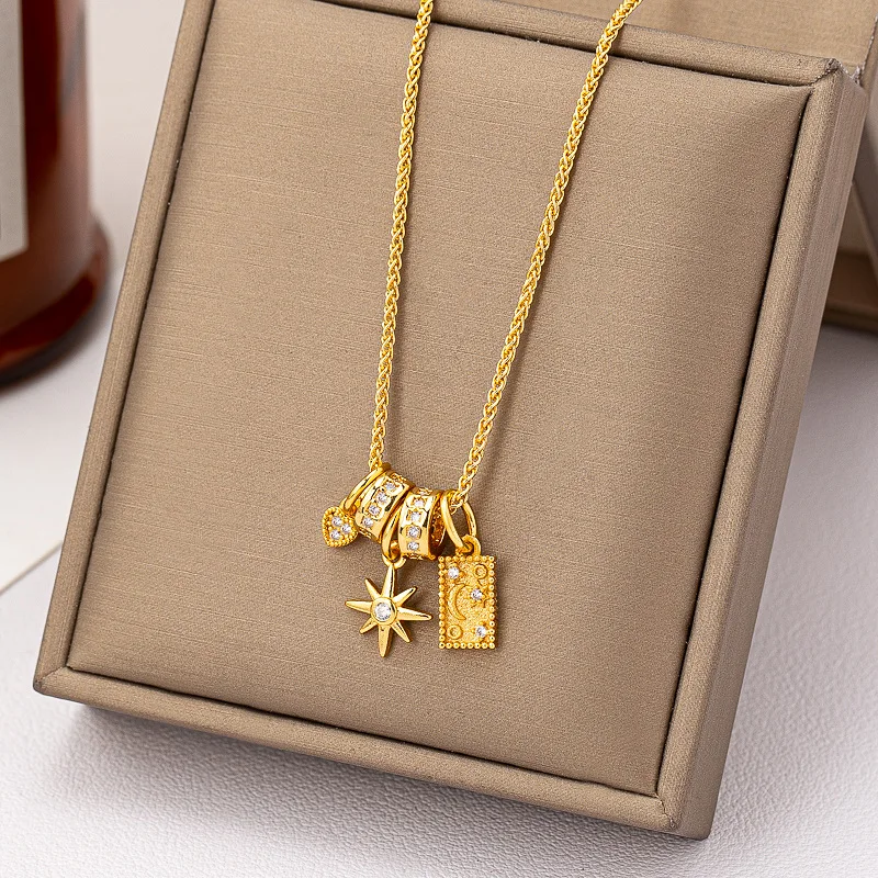 Sunflower Star Pendant Necklace Niche Long Sweater Chain Women Clavicle Jewelry For Autumn Winter