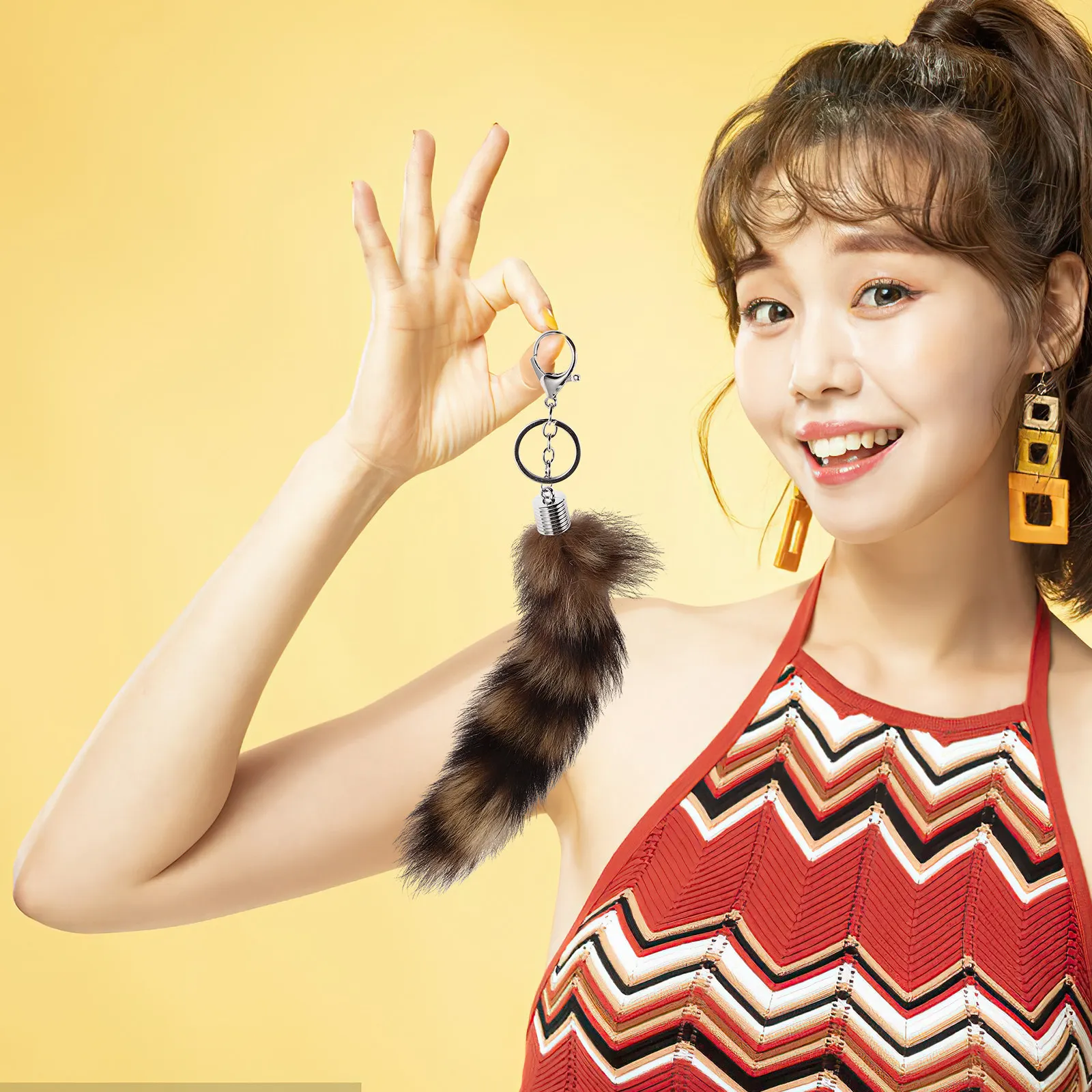 

Extra Large Cute Faux Fox Tail Keychain Decorative Bag Pendant Handbag Accessory Backpack Phone Charm Cosplay Costume Animal