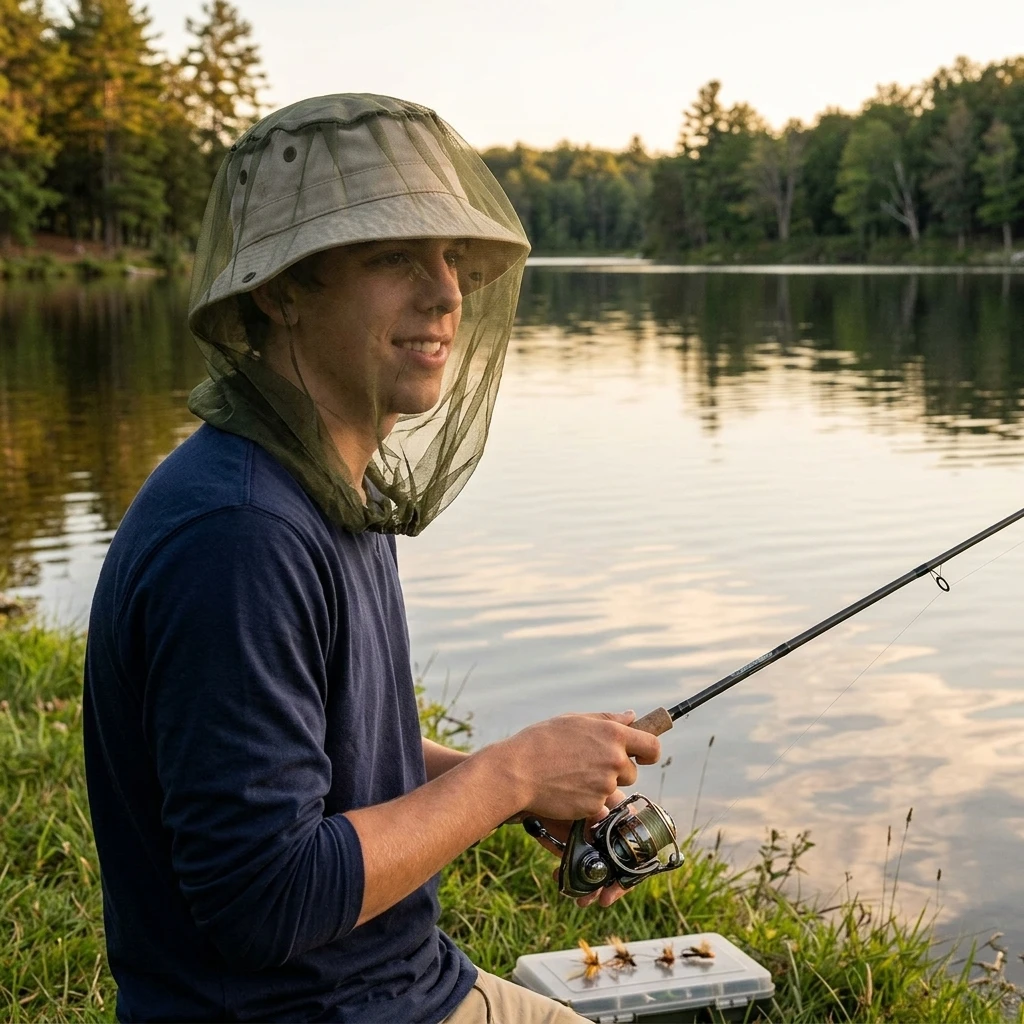 1pc Mosquito Netting Hat Breathable Nylon Mesh Head Protector for Camping Fishing Beekeeping Men Women Durable