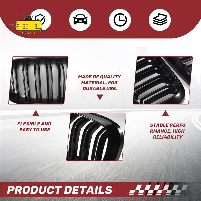 

ABIB -Front Kidney Grille Double Slat Sport Grill For-BMW X5 F15 X6 F16 X5M F85 X6M F86 2013-2019 (Gloss Black)