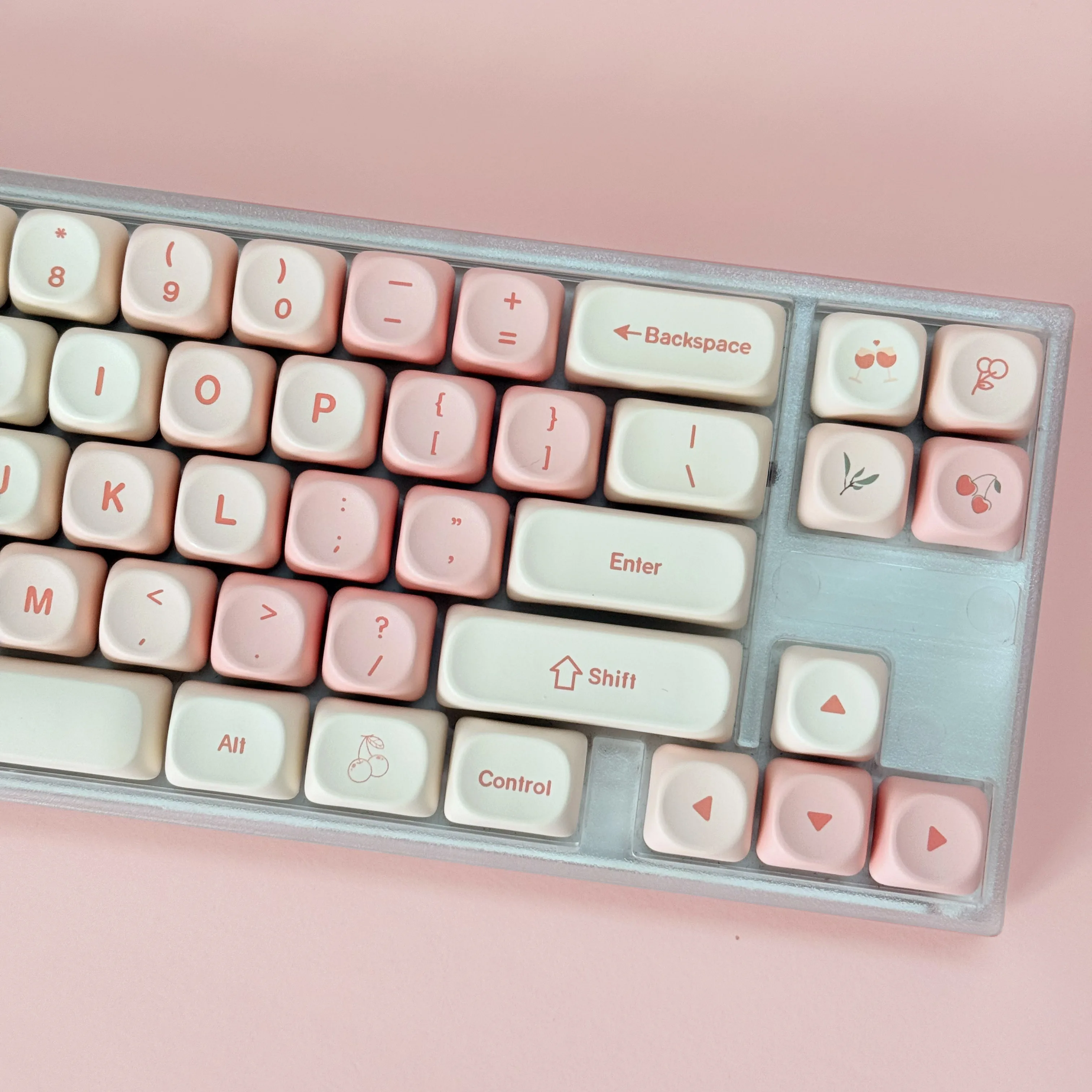 Pink Cherry Cute Style Keycaps - Keyboard Numpad Separate 评论和价格