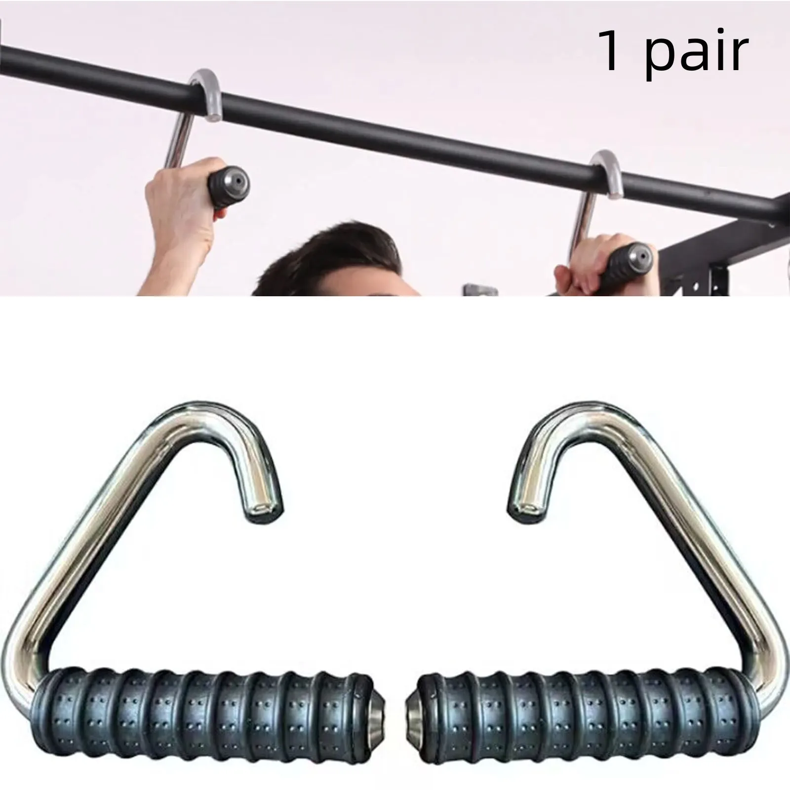 Heavy Duty Fitness Hook Handle, Grip C Shaped Universal Rubber Wrapped Training ,Pull Bar For Cable Gym Handle Fitness Equipment