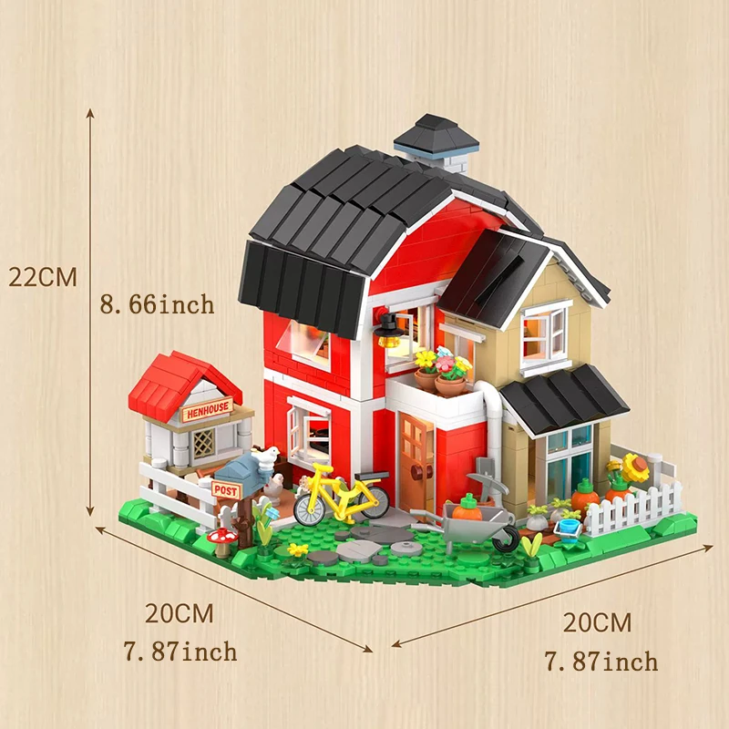 Zestaw klocków do budowania wiejskiego domku wiejskiego domku kurnika architektura montażu zabawki prezent urodzinowy dla dzieci