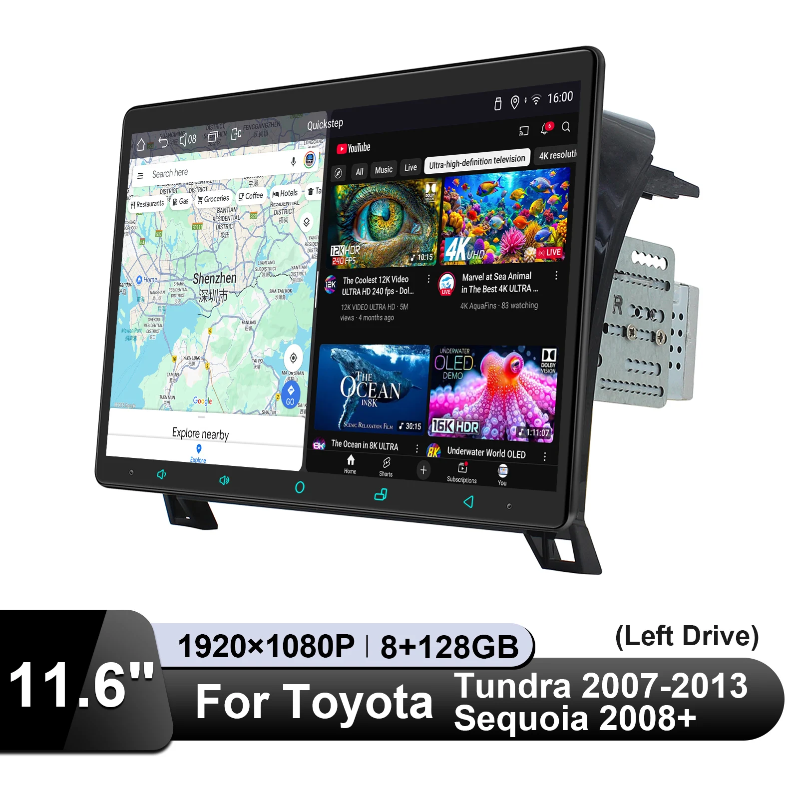 JOYING ترقية Carplay 11.6 بوصة سيارة الموسيقى نظام الوسائط المتعددة لتحديد المواقع والملاحة لتويوتا تندرا 2007-2013/تويوتا سيكويا 2008 +