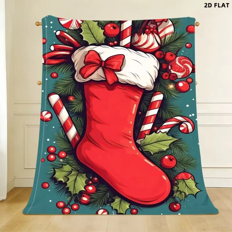 Santa Claus Throw Blanket Christmas Collage Print Soft Warm Holiday All Season Blanket for Sofa Couch Bed Xmas Decor