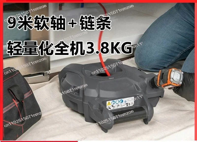 Commercial Electric Sewer Drain Cleaner, Flexible Shaft Pipe Snake Machine for Grease Clog Removal with Anti-Tangle Cable