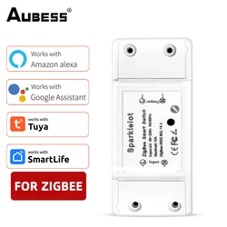 Tuya Zigbee 3.0 Smart Breaker Light Switch 10A Relay Timer APP Remote Control Compatible With Smart Life APP Alexa Google Home