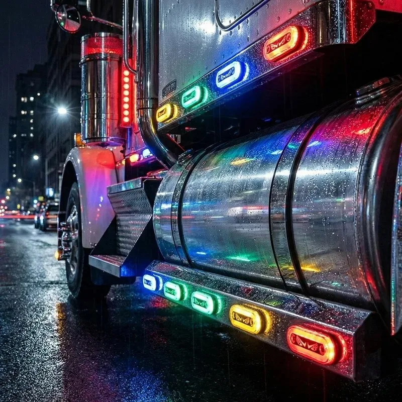 Waterproof Truck Side LED Marker Lights Demon Eye External Side Marker Flashing Warning Lights Van Marker Lights 12V-24V