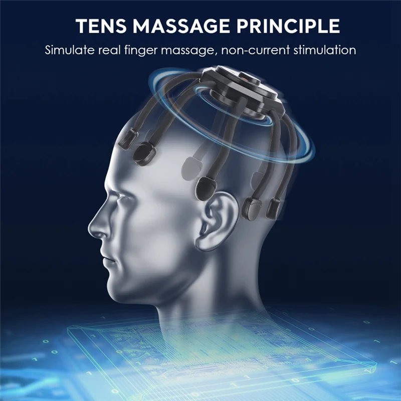 Rechargeable Electric Octopus Massager Wireless 3 Modes Vibration Massage Scalp Relieve Portable Head Massager Reusable Durable