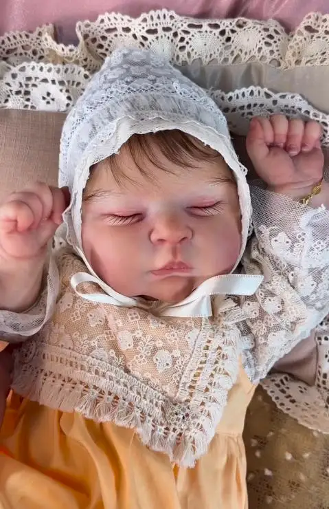 NPK 20inch Already Painted Reborn Doll Kits Peaches DIY Parts with Visible Veins Relistic Baby Dolls with Hand Rooted Hair