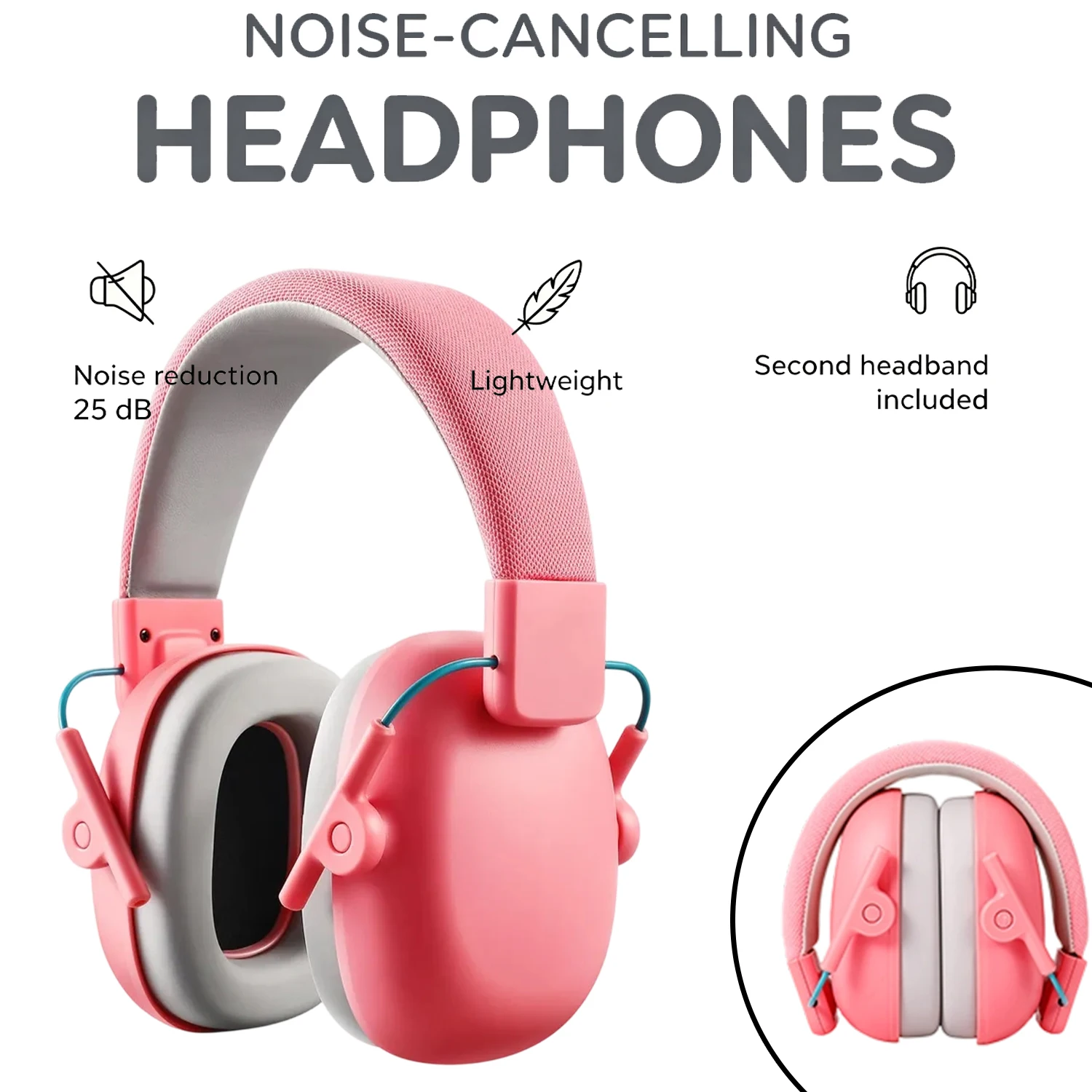YHKEMA K40 Ear Protection Noise Cancelling Kids Earmuff, SNR 27dB Volume up with Portable Case for Autism,Children