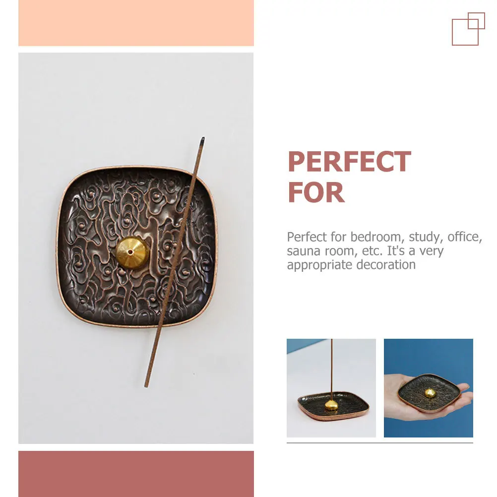 

Copper Stick Holder Square Incense Tray Metal Burner Plate For Home Desktop Aromatherapy Decor Incense Supplies